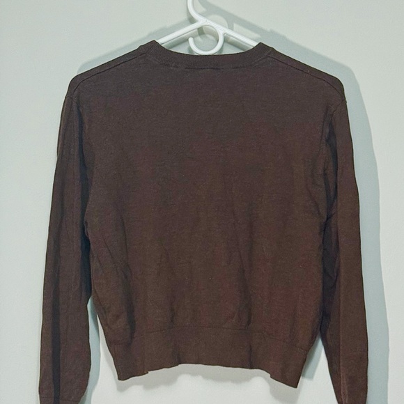 Divided (H&M) Dark Brown Women's Cropped Crew Neck Sweater - Picture 2 of 2